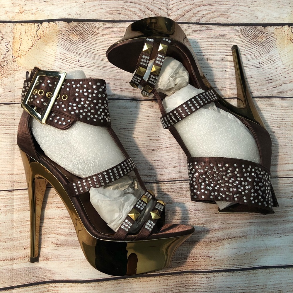 Breckelles Ladies Black Studded Platform…